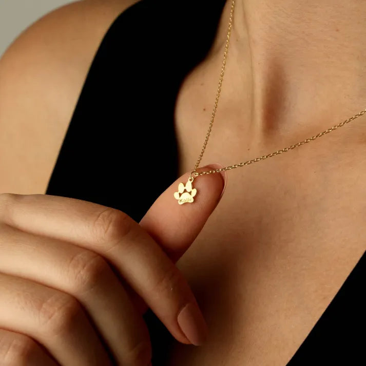 Personalized Paw Print Bracelet or Necklace – Custom Pet Name Jewelry