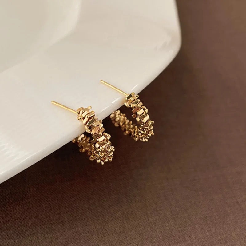 C-Shape Metallic Earrings