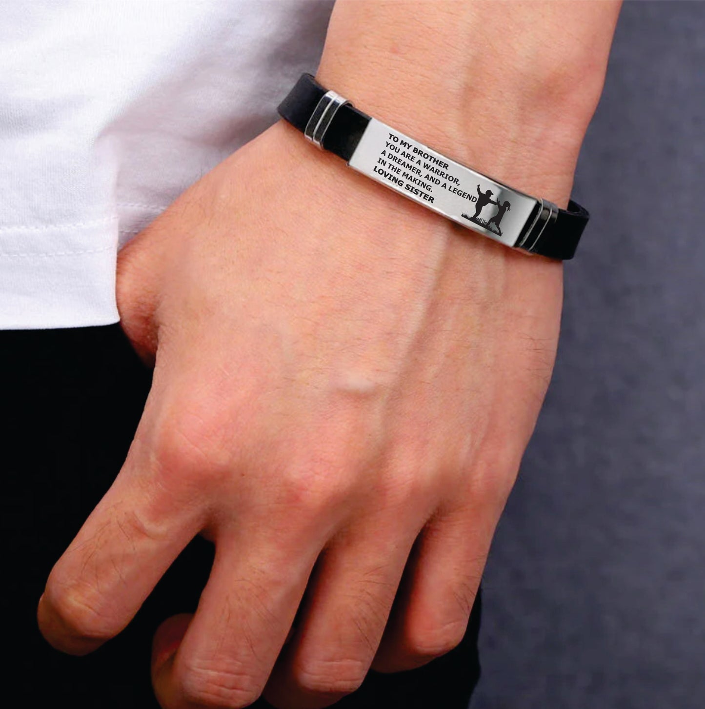 From Sister to Brother- Steel & Silicone Bracelet