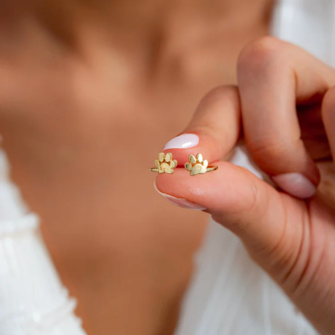 Personalized Engraved Paw Initial Ring