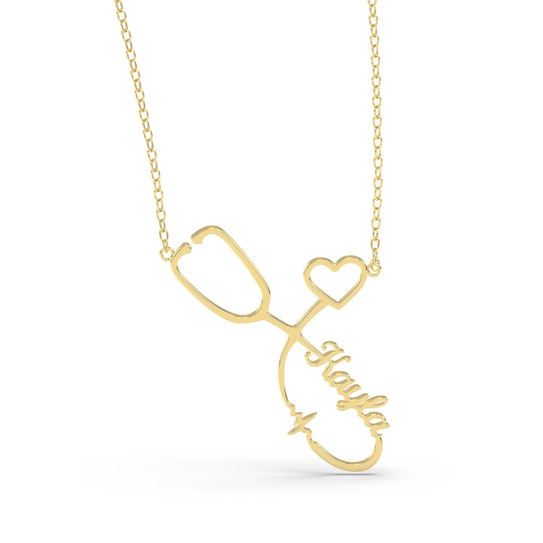 Stethoscope name necklace