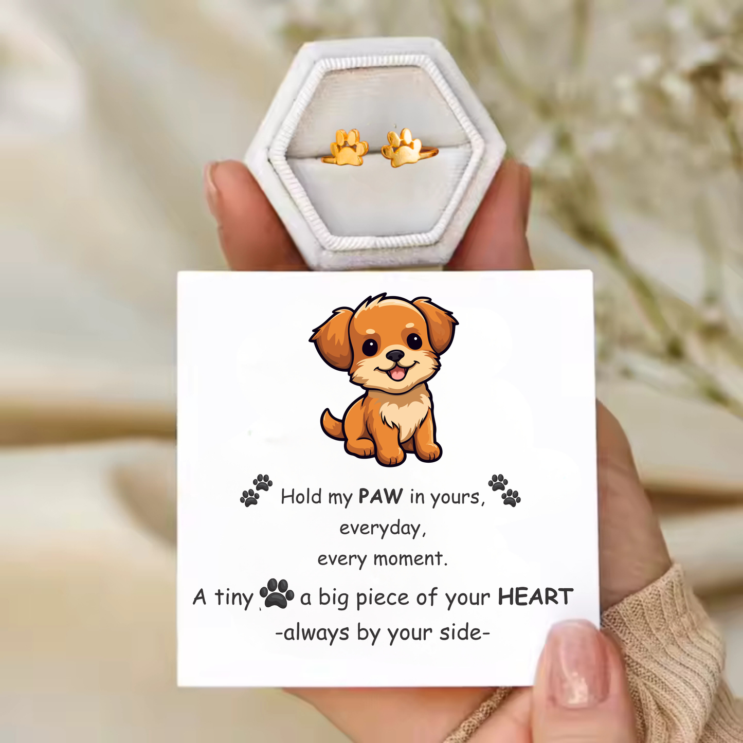 Personalized Engraved Paw Initial Ring