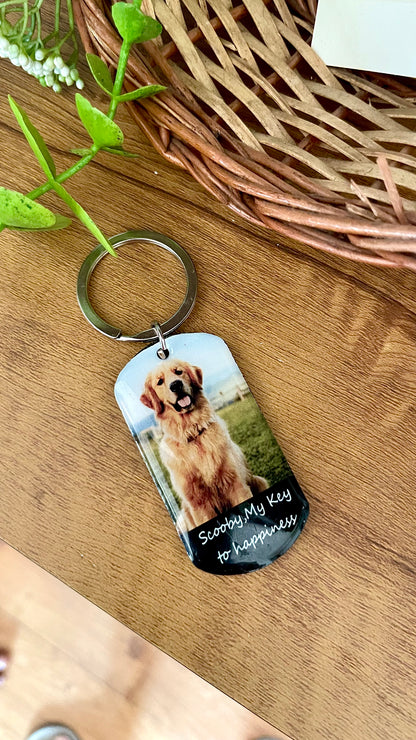 Personalised Photo Engraved Pet Keychain