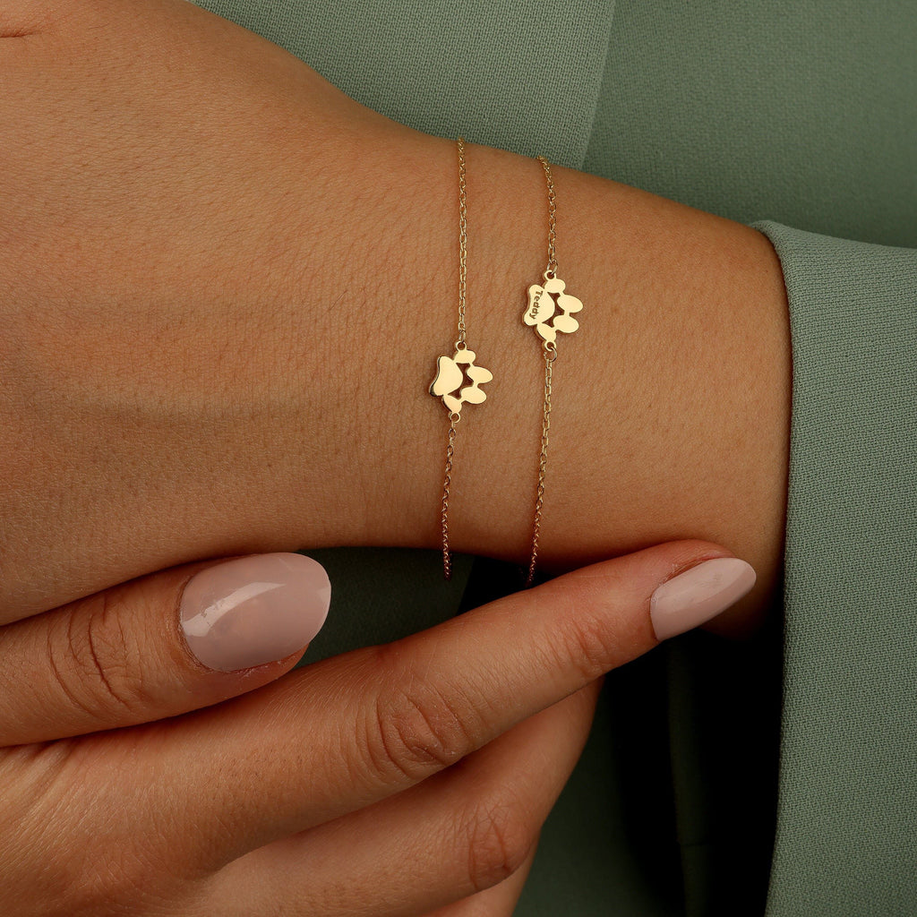 Personalized Paw Print Bracelet or Necklace – Custom Pet Name Jewelry