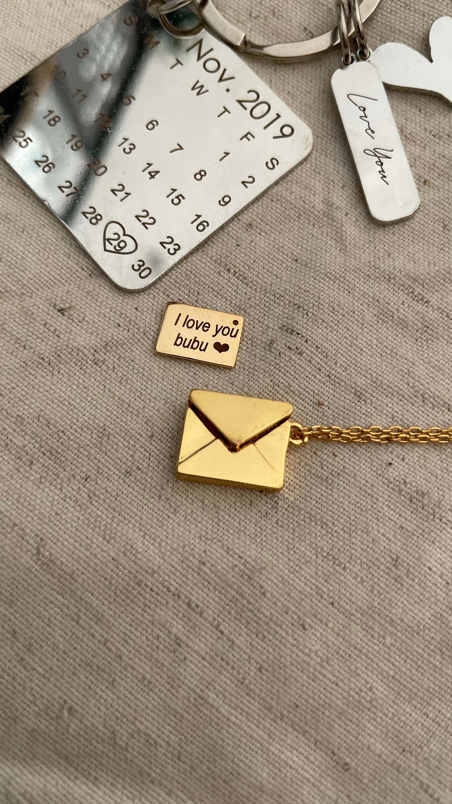 Personalised Calendar Keychain  X   Love Letter Necklace (2 gifts just for ₹1999)