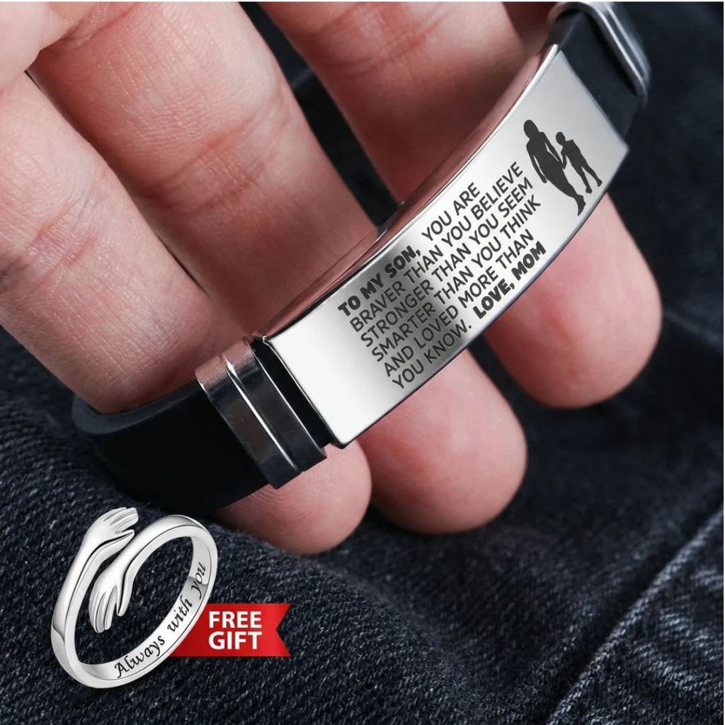 To My Son Bracelet with FREE Hug Ring — A Gift for Him, A Reminder for You