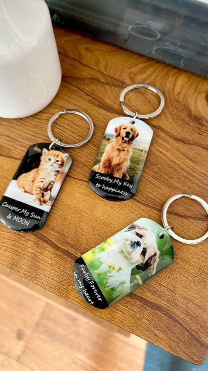 Personalised Photo Engraved Pet Keychain