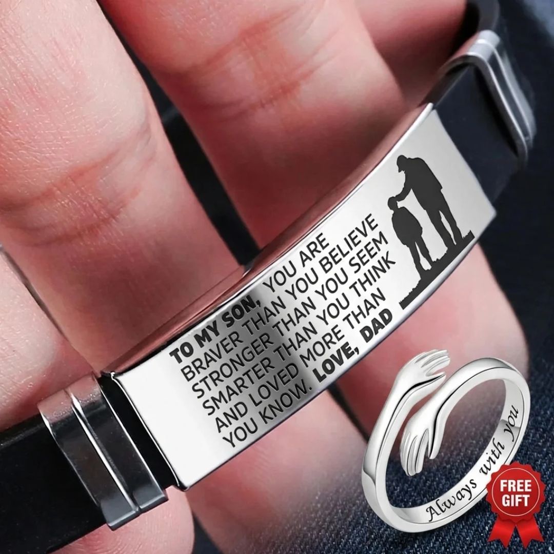 To My Son Bracelet with FREE Hug Ring — A Gift for Him, A Reminder for You