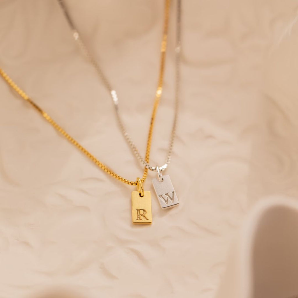 Personalized Initial Tag Necklace – Dainty & Elegant