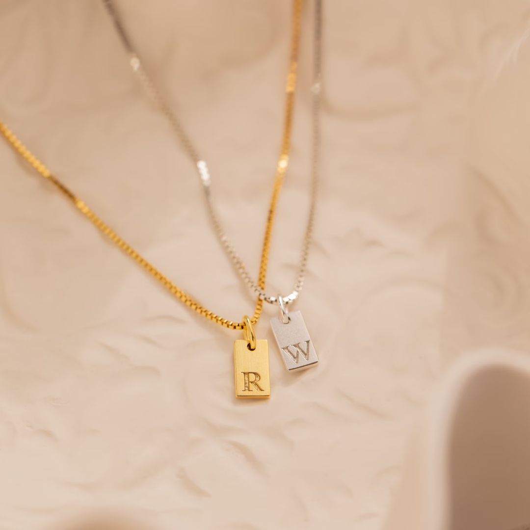 Personalized Initial Tag Necklace – Dainty & Elegant