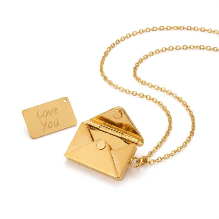 Envelope Locket Necklace for Daughter – Hidden 'Love You' Message Pendant