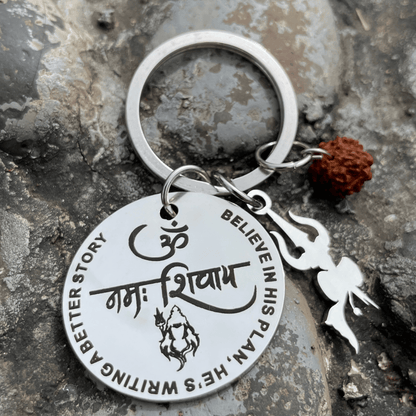 🕉 Om Namah Shivaya Keychain + Free Rudraksha Om Bracelet Combo