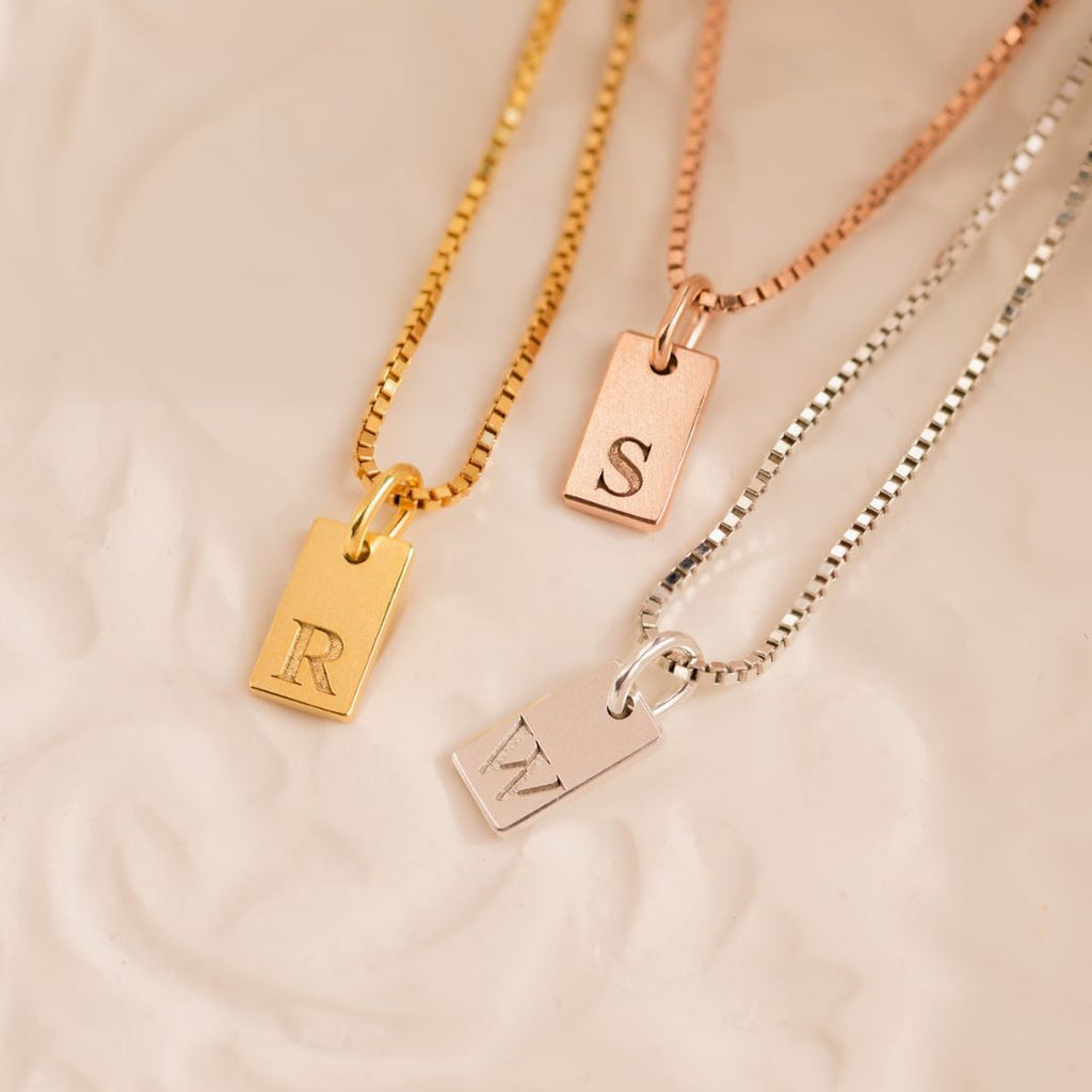 Personalized Initial Tag Necklace – Dainty & Elegant
