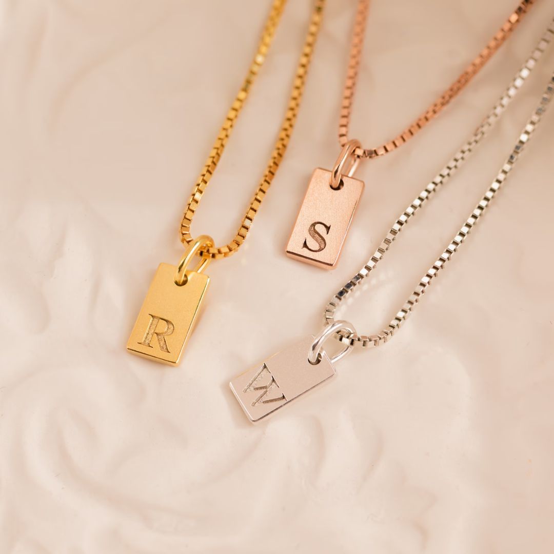 Personalized Initial Tag Necklace – Dainty & Elegant