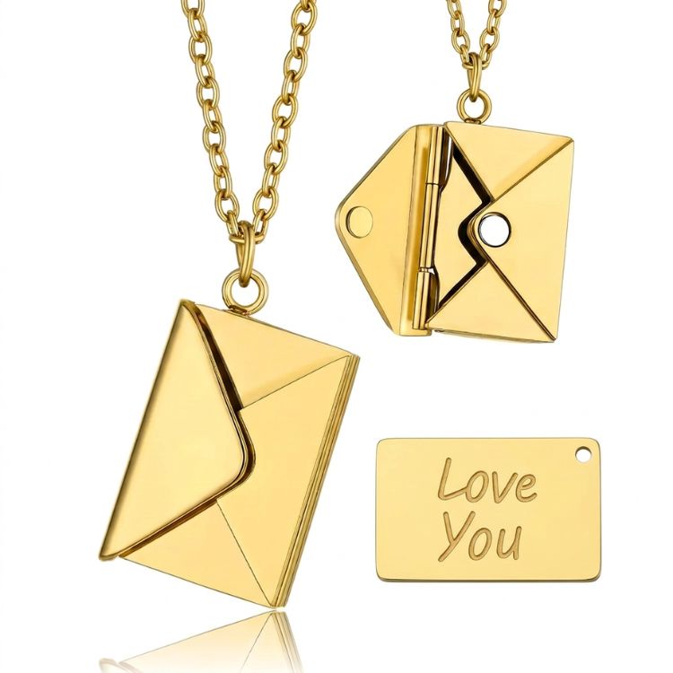 Envelope Locket Necklace for Daughter – Hidden 'Love You' Message Pendant