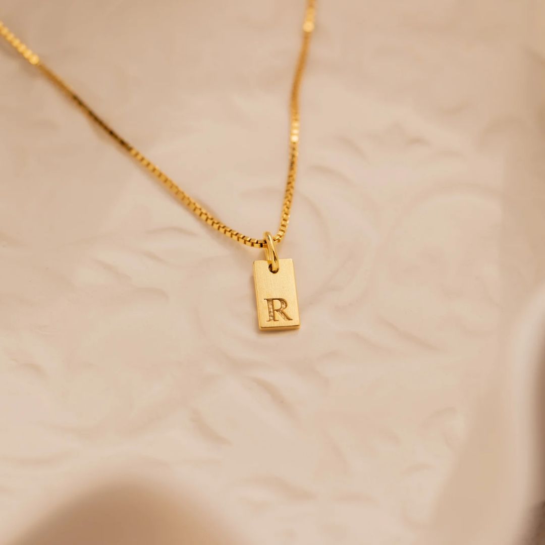 Personalized Initial Tag Necklace – Dainty & Elegant