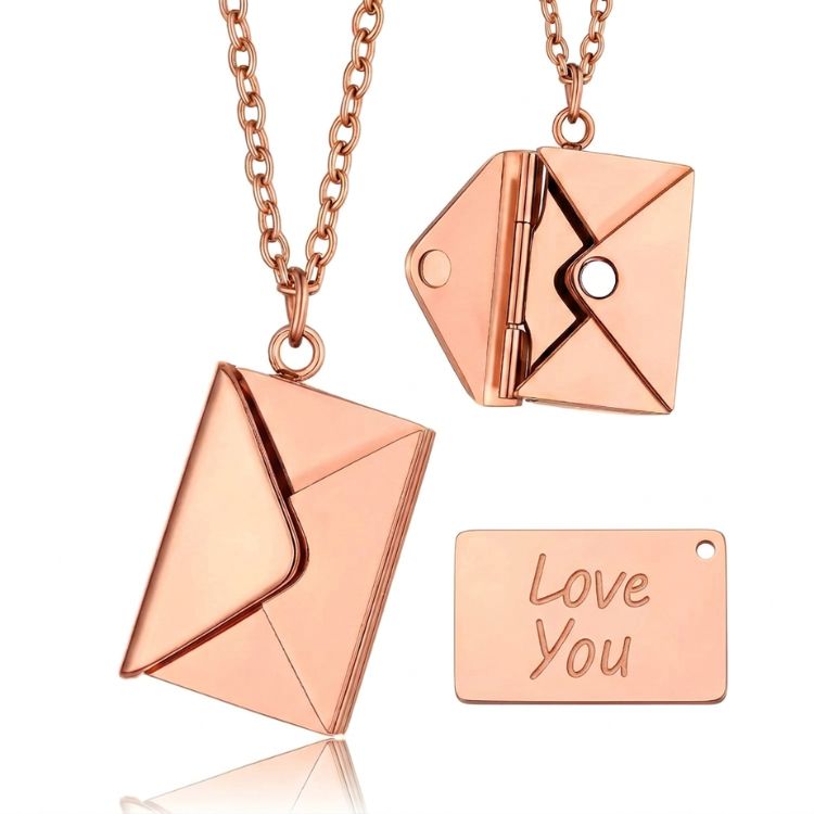 Envelope Locket Necklace for Daughter – Hidden 'Love You' Message Pendant