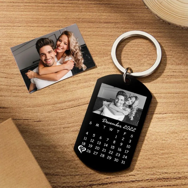 Personalised Photo Engraved Calendar Keychain