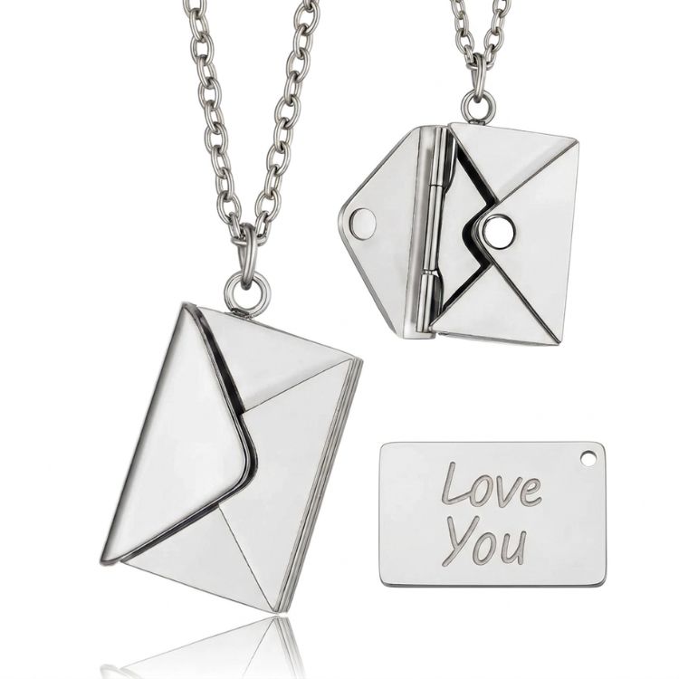 Envelope Locket Necklace for Daughter – Hidden 'Love You' Message Pendant