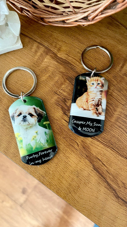 Personalised Photo Engraved Pet Keychain