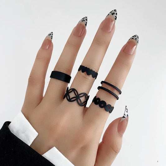 Matte Black Rings (set of 5)