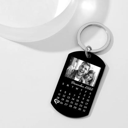 Personalised Photo Engraved Calendar Keychain