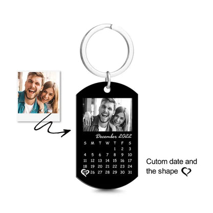 Personalised Photo Engraved Calendar Keychain