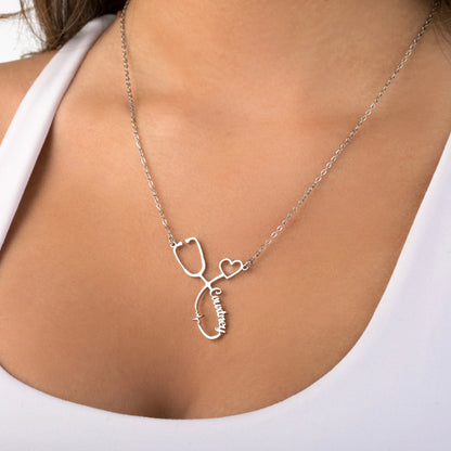 Stethoscope name necklace