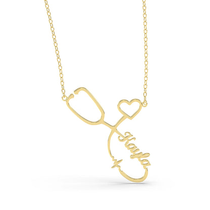 Stethoscope name necklace