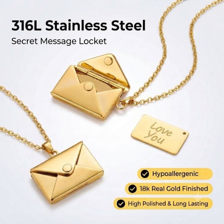 Envelope Locket Necklace for Daughter – Hidden 'Love You' Message Pendant