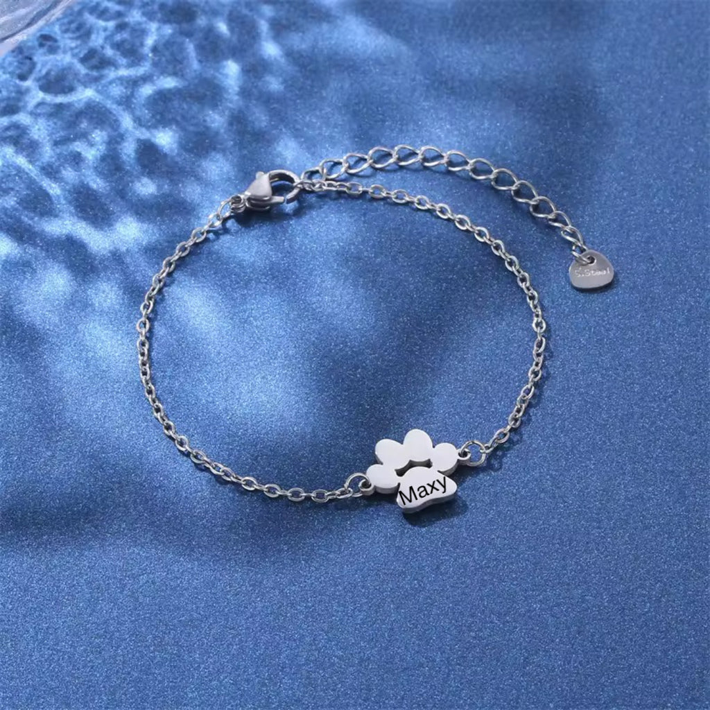 Personalized Paw Print Bracelet or Necklace – Custom Pet Name Jewelry