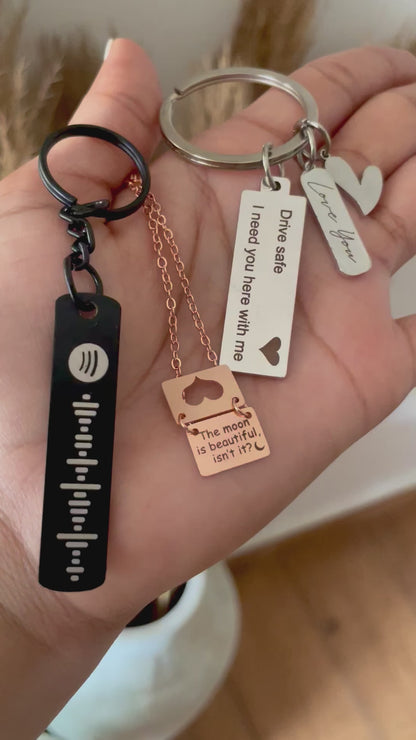 Openable Love letter Necklace X Drive Safe Keychain X Spotify Keychain (3 gift’s just at ₹1699)