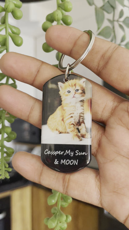 Personalised Photo Engraved Pet Keychain