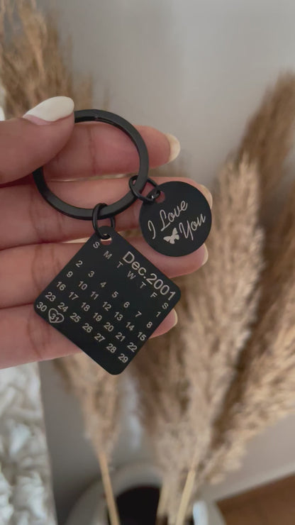 Matte Black Calendar Keychain