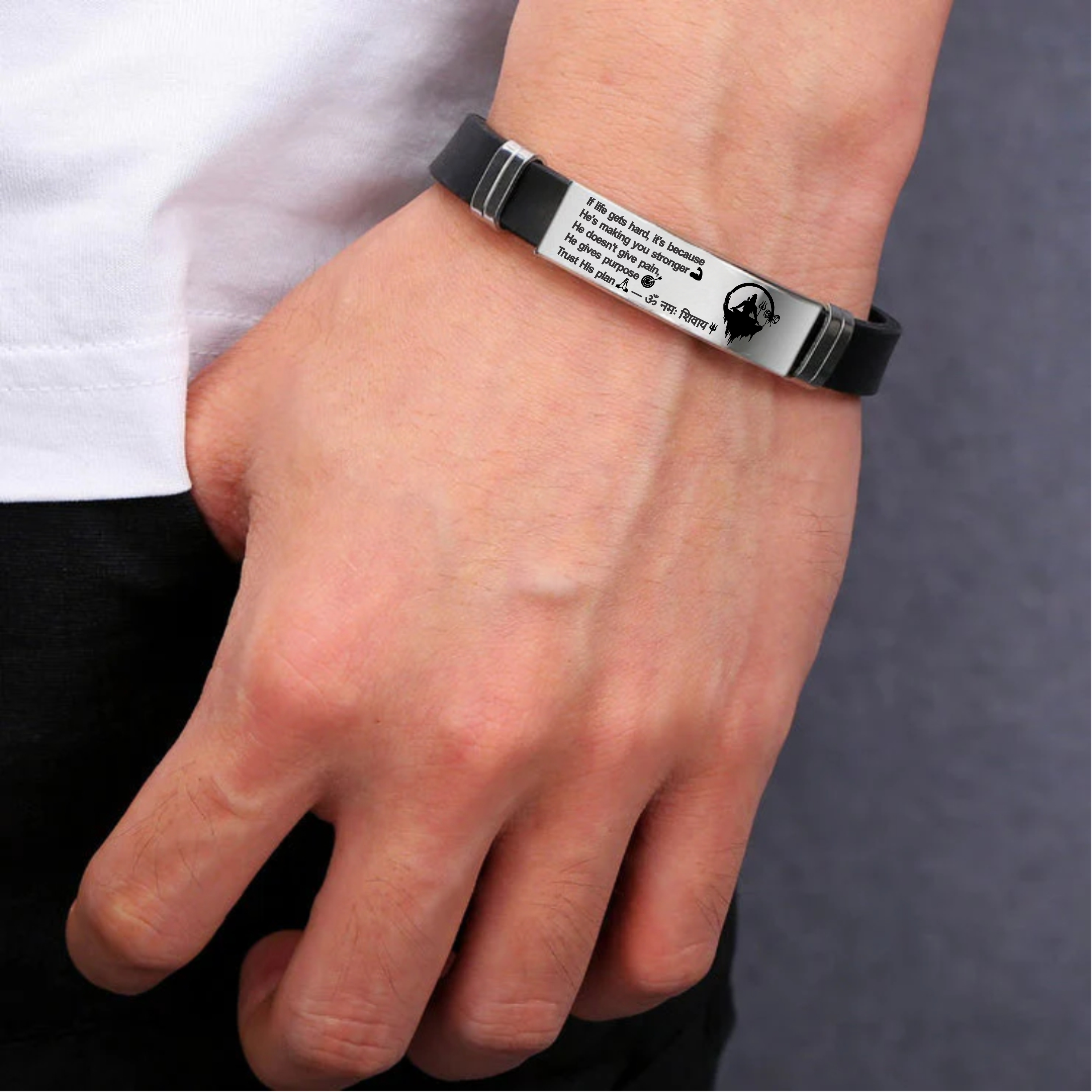 🕉️ Trust His Plan – Lord Shiva Inspirational Bracelet