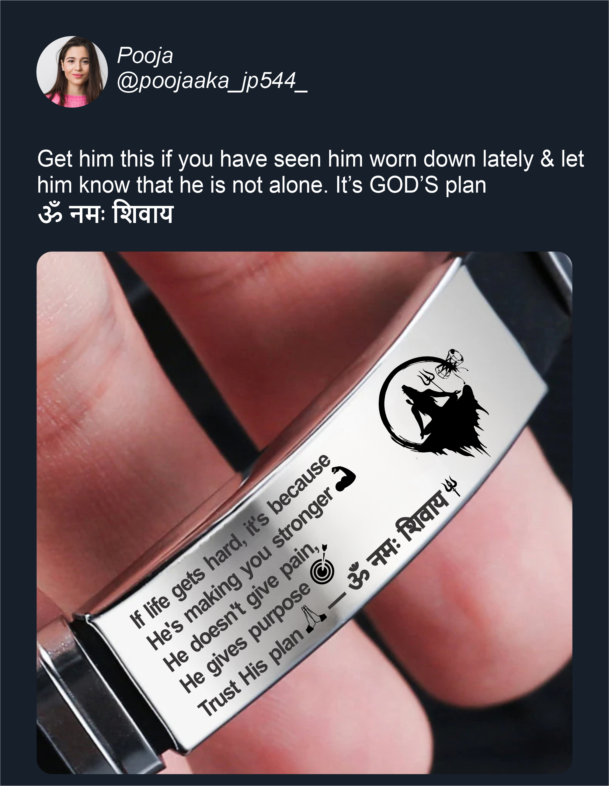 🕉️ Trust His Plan – Lord Shiva Inspirational Bracelet