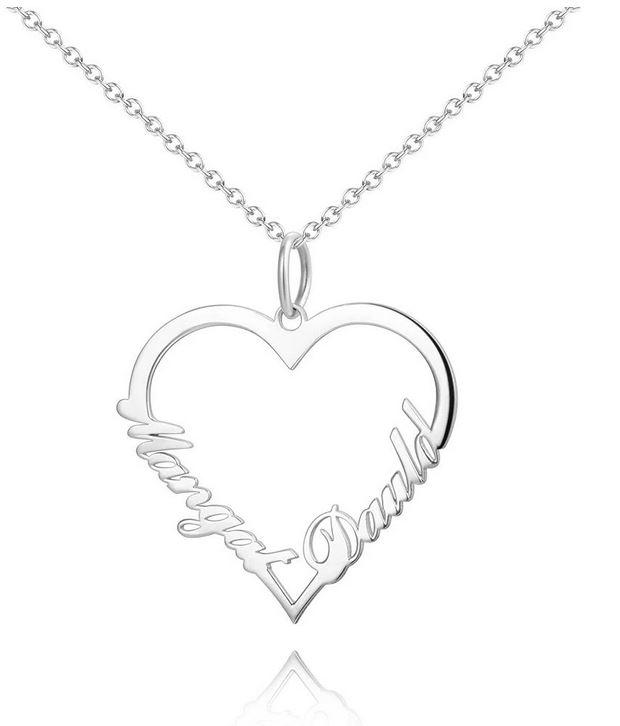 Double Heart Name Necklace