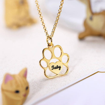 Custom Paw Necklace with Name