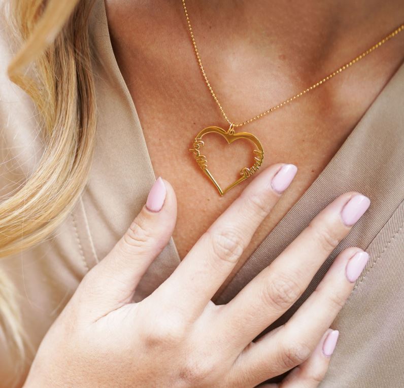 Double Heart Name Necklace