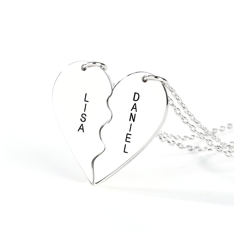 Personalized Two Piece Broken Heart Necklace