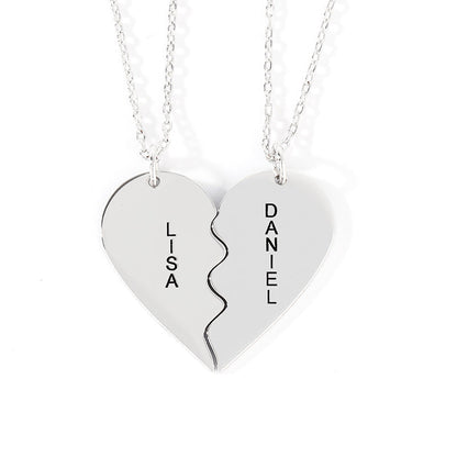 Personalized Two Piece Broken Heart Necklace