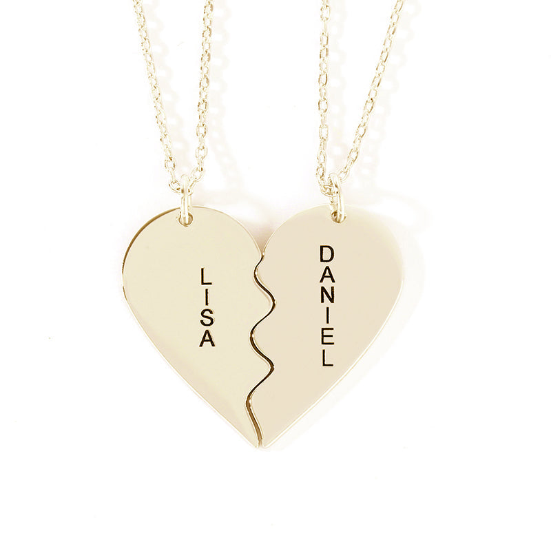 Personalized Two Piece Broken Heart Necklace