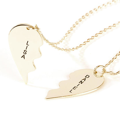 Personalized Two Piece Broken Heart Necklace