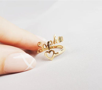 Heart Custom Name Ring