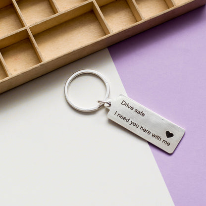 DRIVE SAFE PERSONALIZED KEYCHAIN