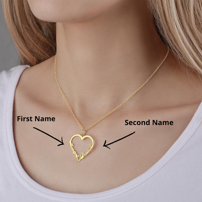 Double Heart Name Necklace