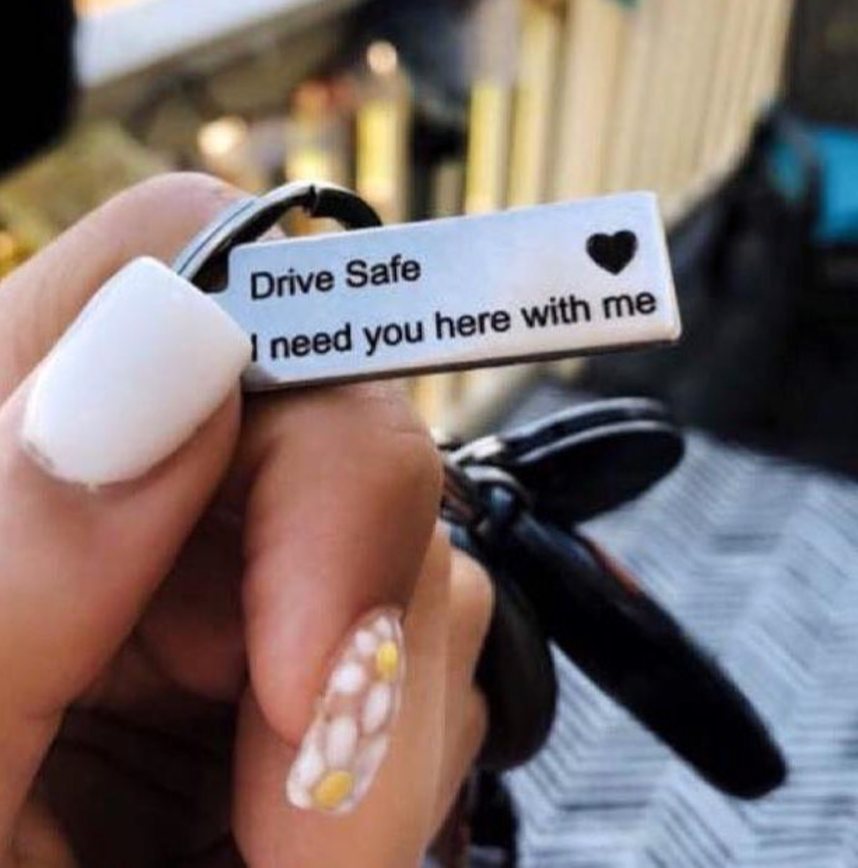 DRIVE SAFE PERSONALIZED KEYCHAIN