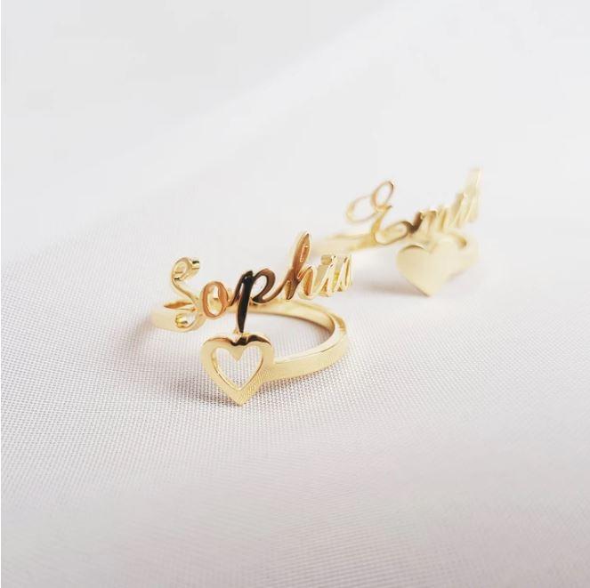 Heart Custom Name Ring