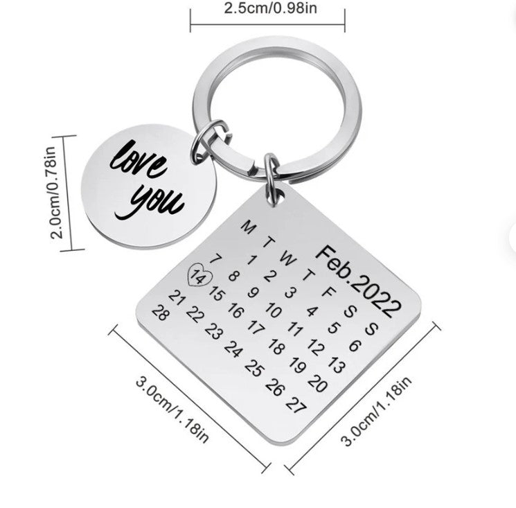 Personalized Special Date Calendar Keychain