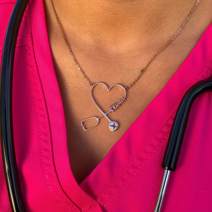 Custom Stethoscope Name Necklace